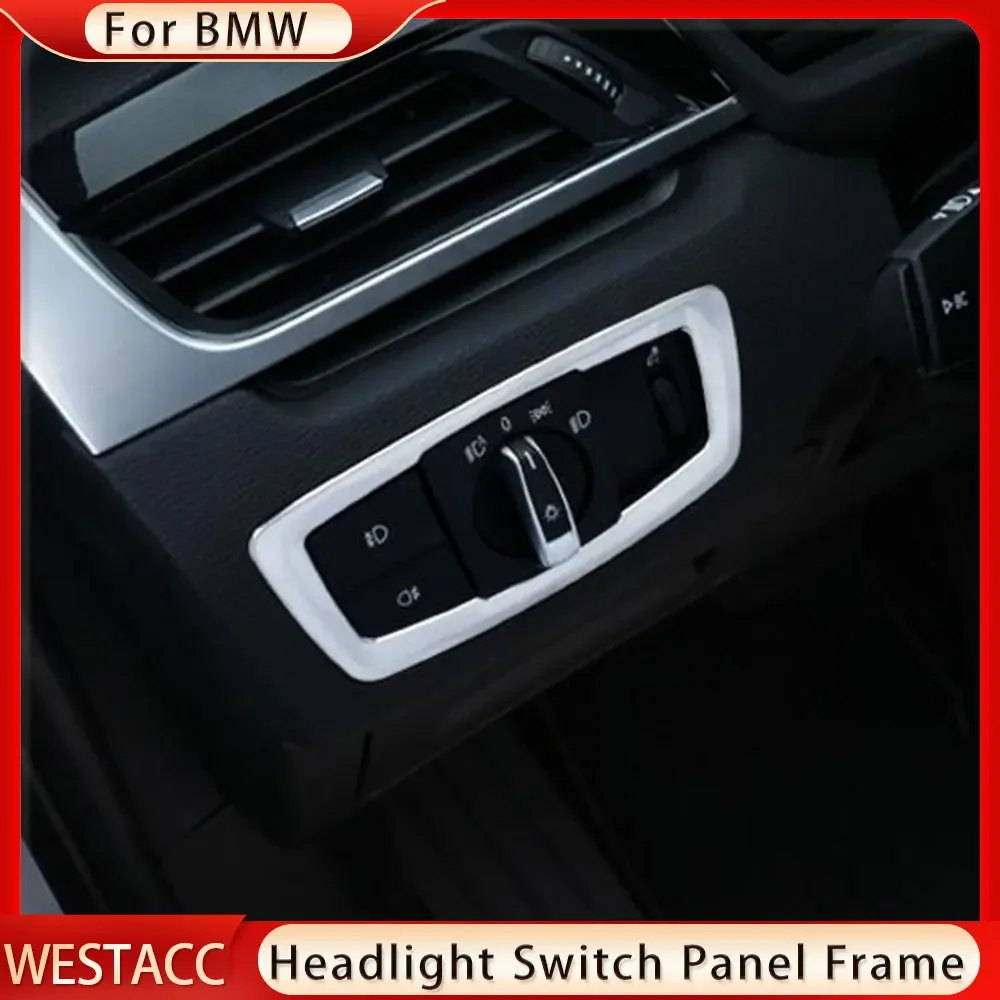 Car Headlight Switch Button Frame Cover Trim for BMW X1 F48 2016 2017 2018 2019 2020 X2 F39 Decoration Sticker Accessories