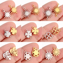 5Pcs Stainless Steel Mini Star/Clover/Palm Charm Connector Pendant DIY Handmade Necklace Earrings Jewelry Making Accessories