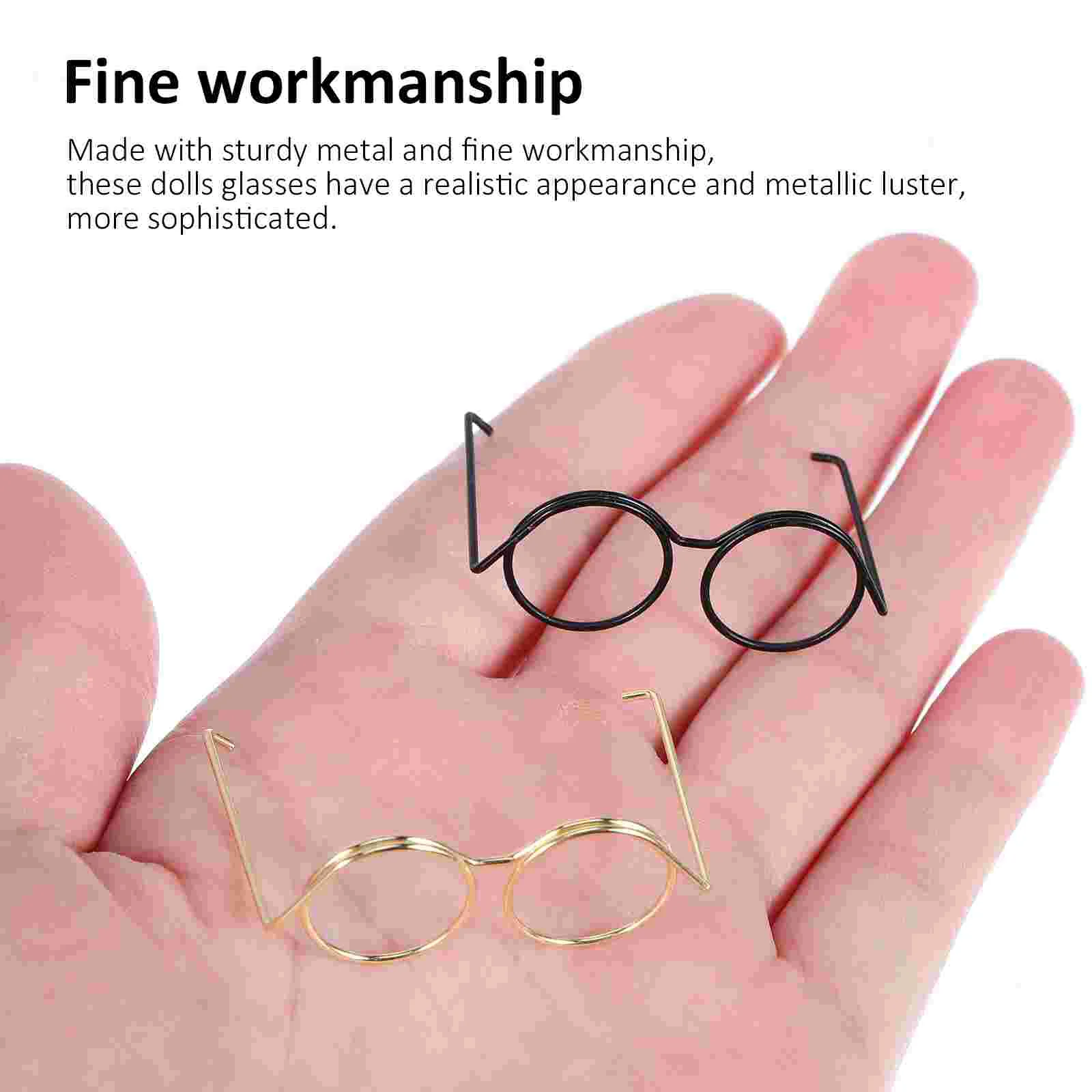 20 Pcs Wire Metal Glasses Miniature For Dolls Crafts Prop Round Eyeglasses Steel