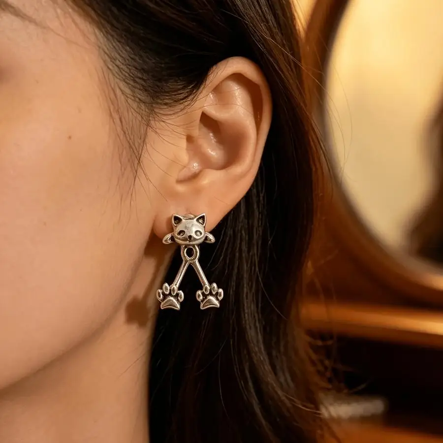 1/5/10/20/50/100pcs New Versatile Luxury Fashion Drop-Style Earrings: Lightweight, Simple, Elegant, Minimalist, with a Cute Cat