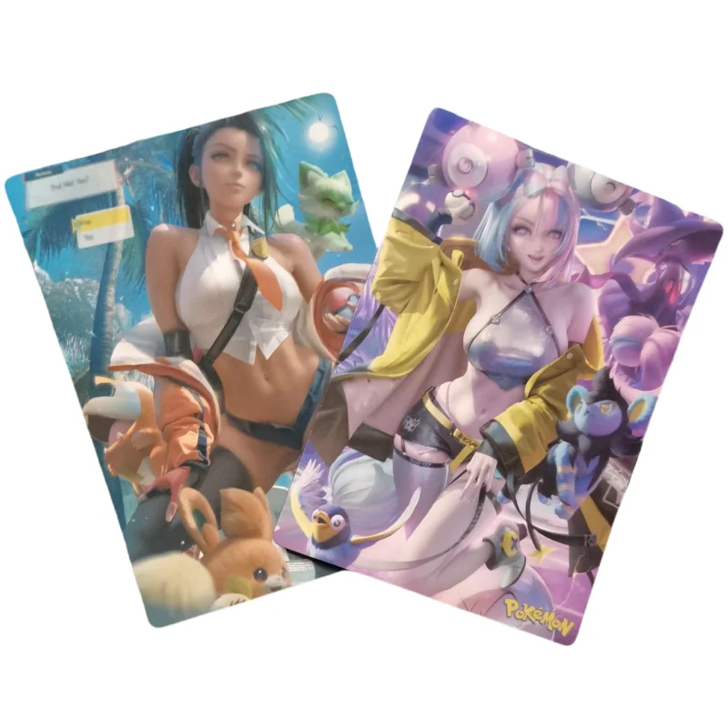 

2Pcs/Set ACG Pokemon Cards Iono Nemona Trainer Sprigatito Anime Game Characters Collection DIY 3D Stereoscopic Raster Cards Toys