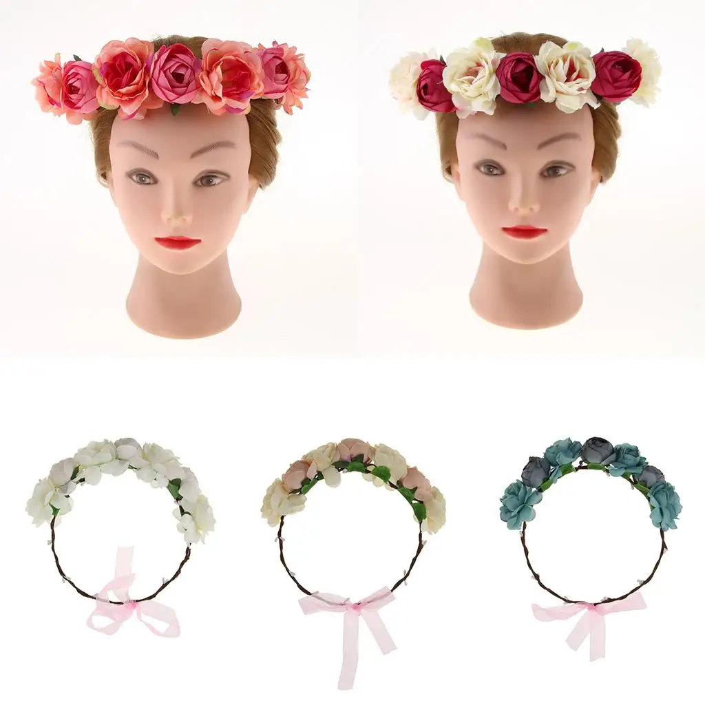 Шелковая цветочная корона ручной работы, цветочная гирлянда, венок, повязка на голову, свадебная вечеринка