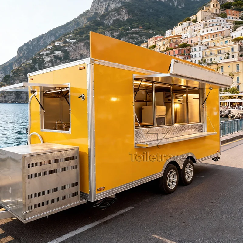 

Custom Food Cart Trailer Coffee Street Ice Cream Food Trailer Beverage Cocktail Small Food Truck with Full Kitchen United States