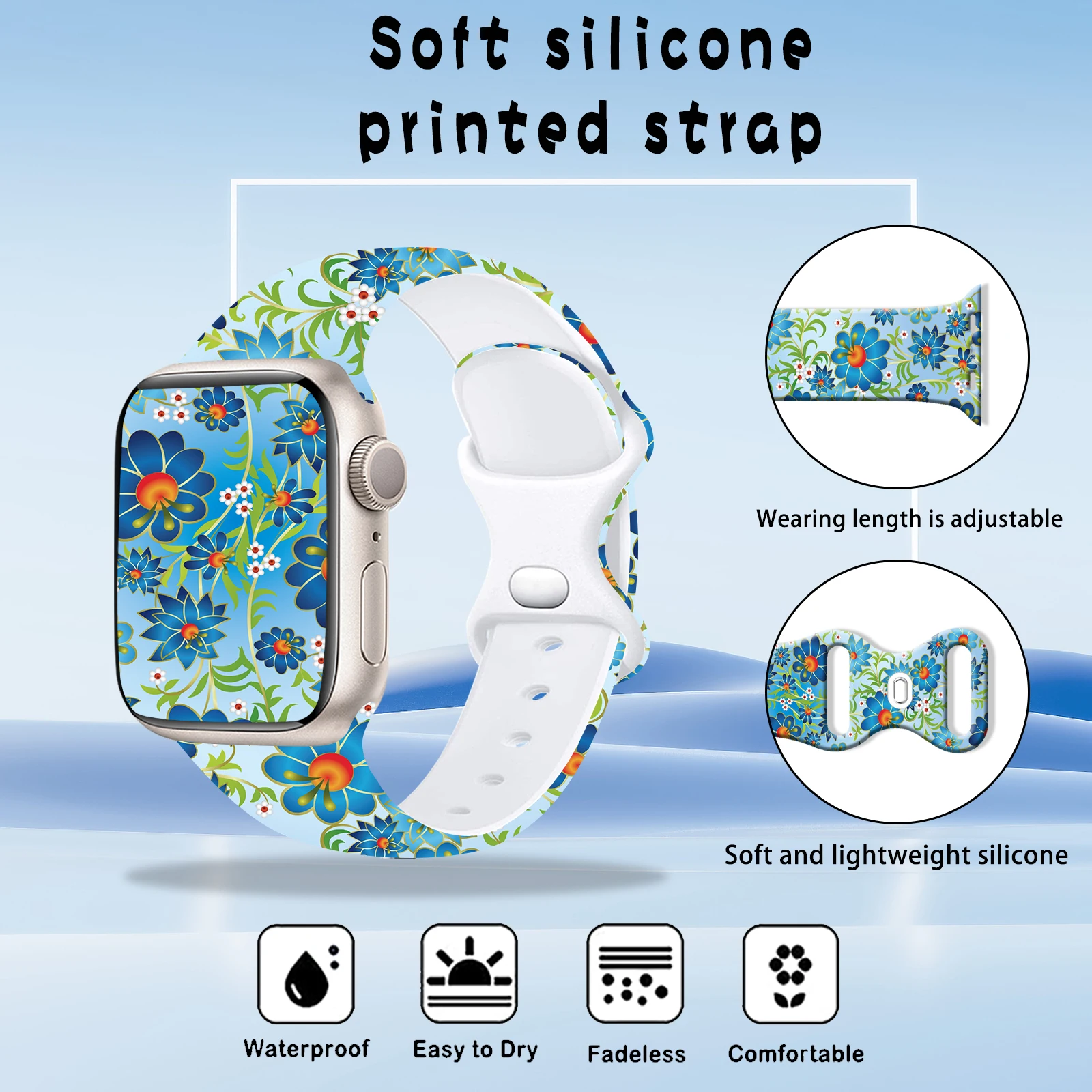 سلسلة الزهور طباعة حزام لساعة أبل 10 9 8 7 سيليكون الفرقة استبدال سوار ل iWatch 46 مللي متر 44 مللي متر 42 مللي متر 41 مللي متر حزام الساعات