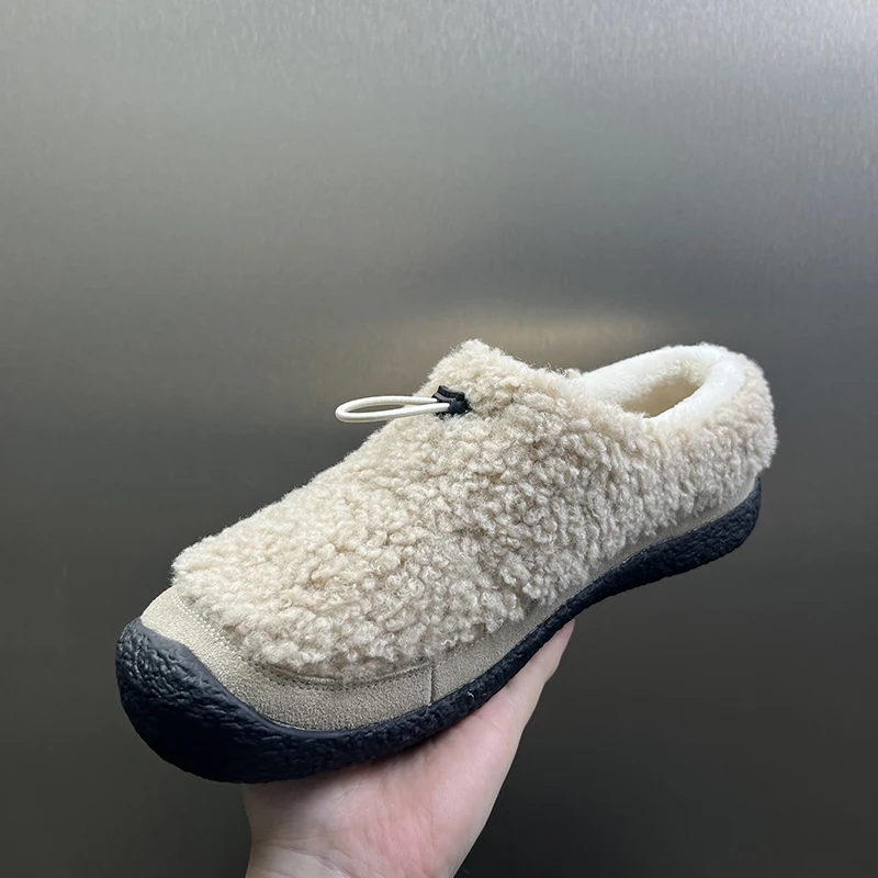 

Теплые уличные зимние ботинки на подкладке Fce, мужские и женские повседневные ботинки без шнуровки из овчины Cotton oes, нескользящие ботинки на резиновой подошве с низким вырезом