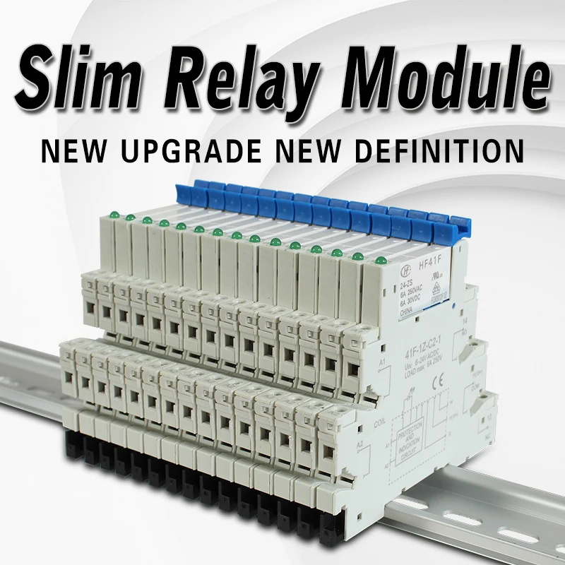 5PCS 10PCS Din Rail Slim Relay Module 41F-1Z-C2-1 Integrated PCB Mount Power Relay Relay Holder 12V 24V ACDC Relay Socket 6.2mm