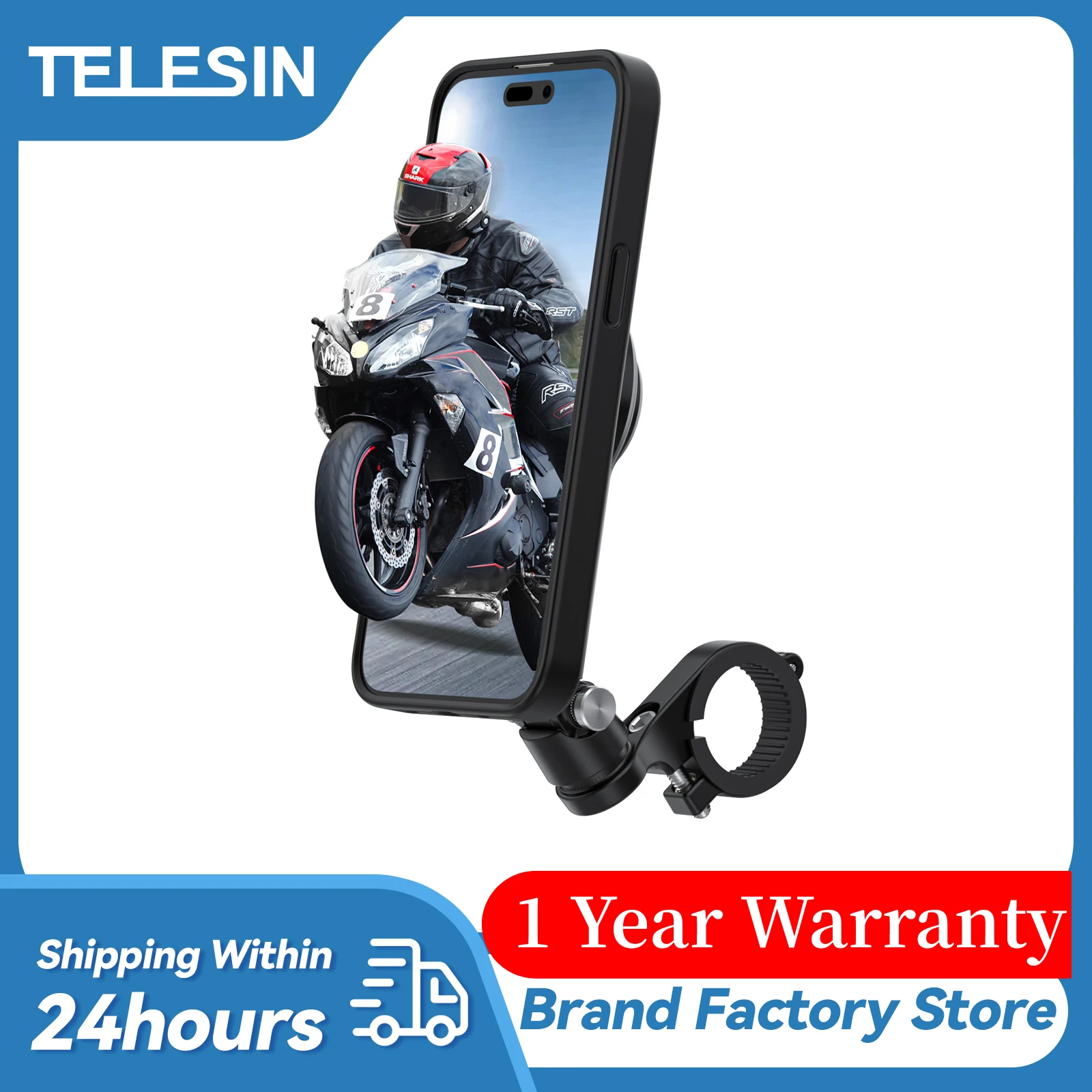 TELESIN Cycling Phone Holder POV Shoot Stand Bicycle Motorcycle Mount Hold 360° Rotation Case For Iphone 15pro 15promax