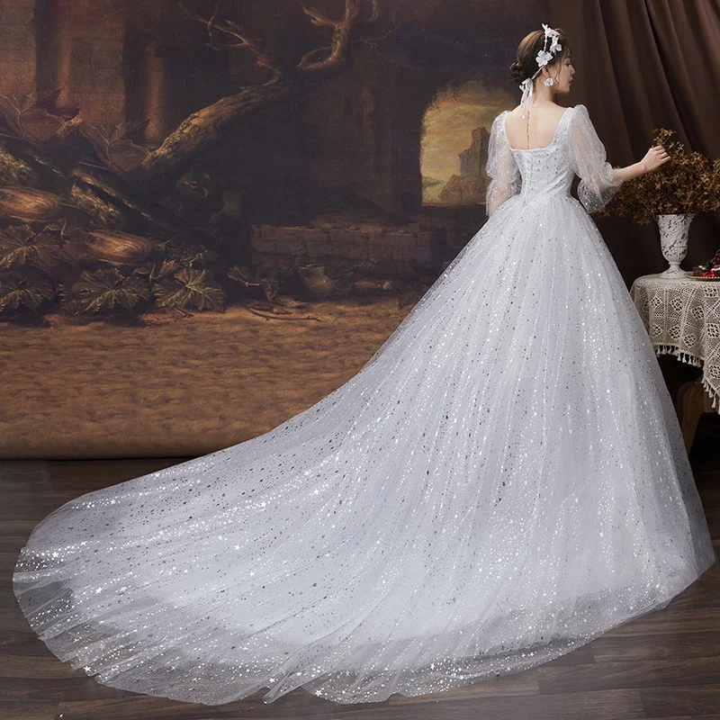 Customized Wedding Dress for Women Ball Gowns Bride Plus Size Tail Wedding Dresses Princess Lace Up Dress Vestido De Novia