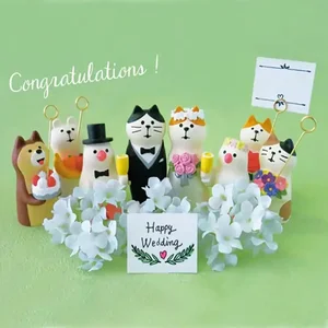 هدايا الزفاف العريس العروس القط دمية مصغرة كعكة توبر الديكور مايكرو المناظر الطبيعية الشكل جنية حديقة الديكور القطط دمية أفضل 8 دمى كعكة العروس والعريس للبيع - رقم 5