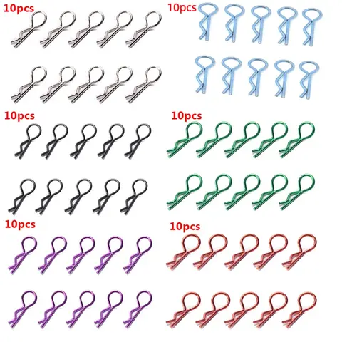 10pcs Universal Stainless Steel Body Shell R Clips Pin for 1/10 1/12 RC Model Car HSP Redcat HPI Himoto Spare Parts YY01