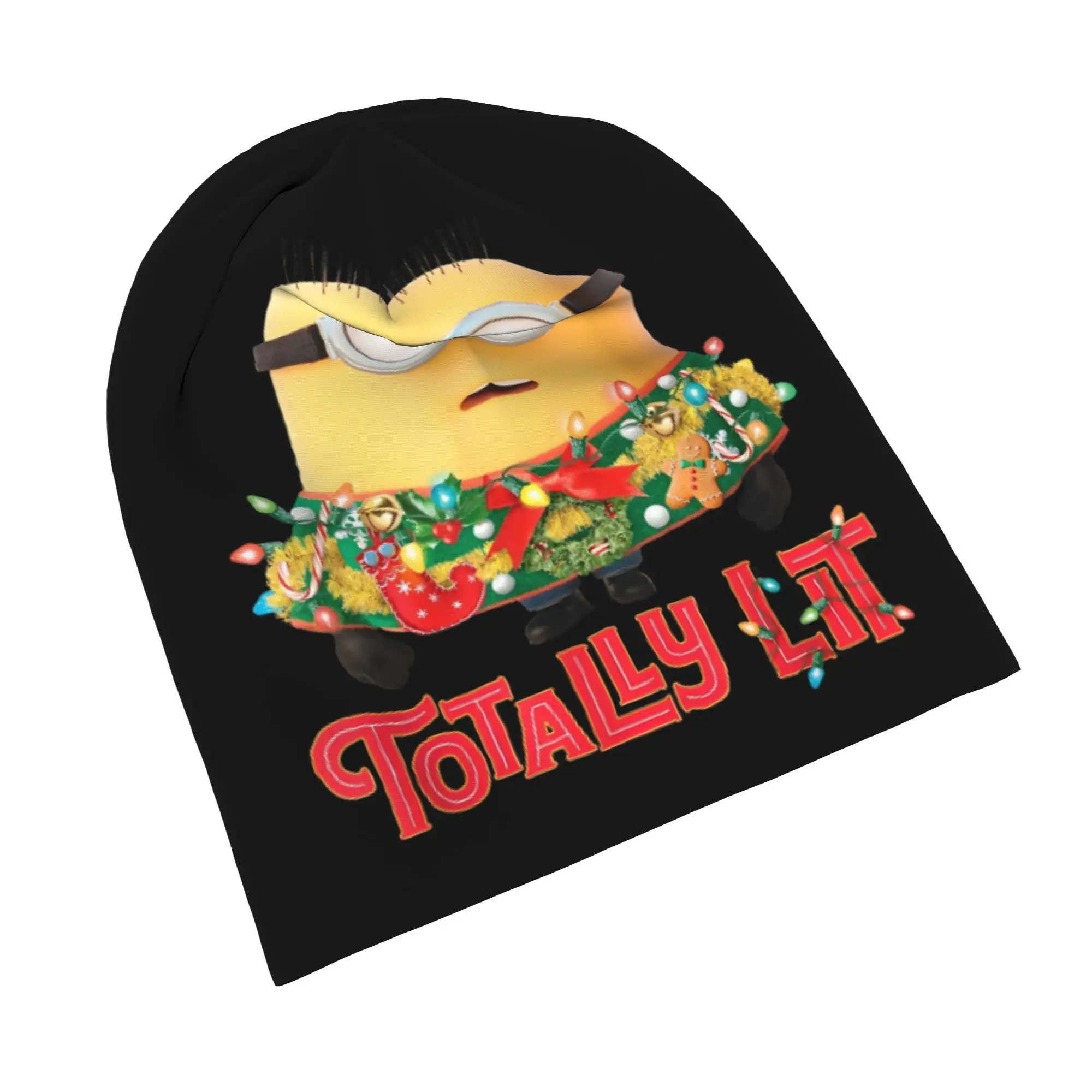 M-Minions-s Totally Lit Caps Merry Christmas  Casual Men Women Outdoor Skullies Beanies Hat Spring Warm Bonnet Knitted Hat