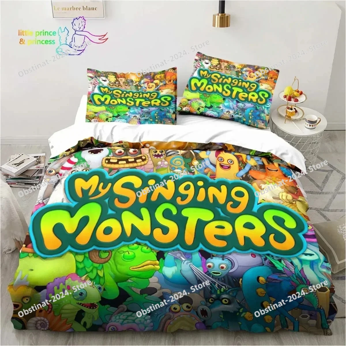 My Singing Monsters Video Game Cartoon Bedding Set Single Twin Full Queen King Size Bed Set Adult Kid Bedroom Bedding Gift