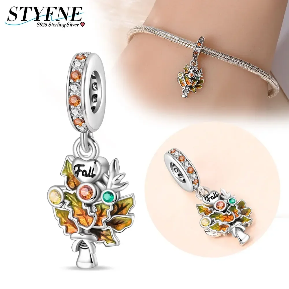 

Autumn Bouquet Pendant High Gloss Commemorative Charm Beads for Women Diy 925 Sterling Silver Original Bracelet Gift