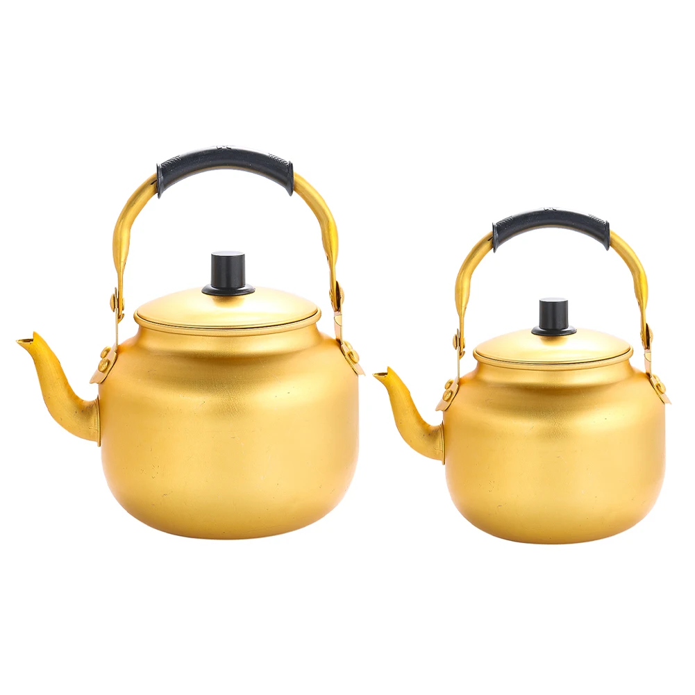 0.75-6L Gold Aluminum Kettle Outdoor Portable Teapot Coffee Pot Large Capacity Kettle Kitchen Camping Cookware Cooking Supplies