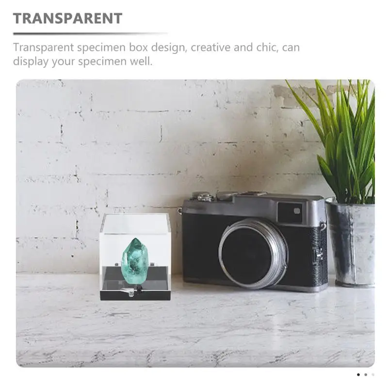 Plastic Container Specimen Case Boxes Clear Mineral Storage Rock Jewelry Coin Cube Acrylic Plastic Square Mini Gemstone Display