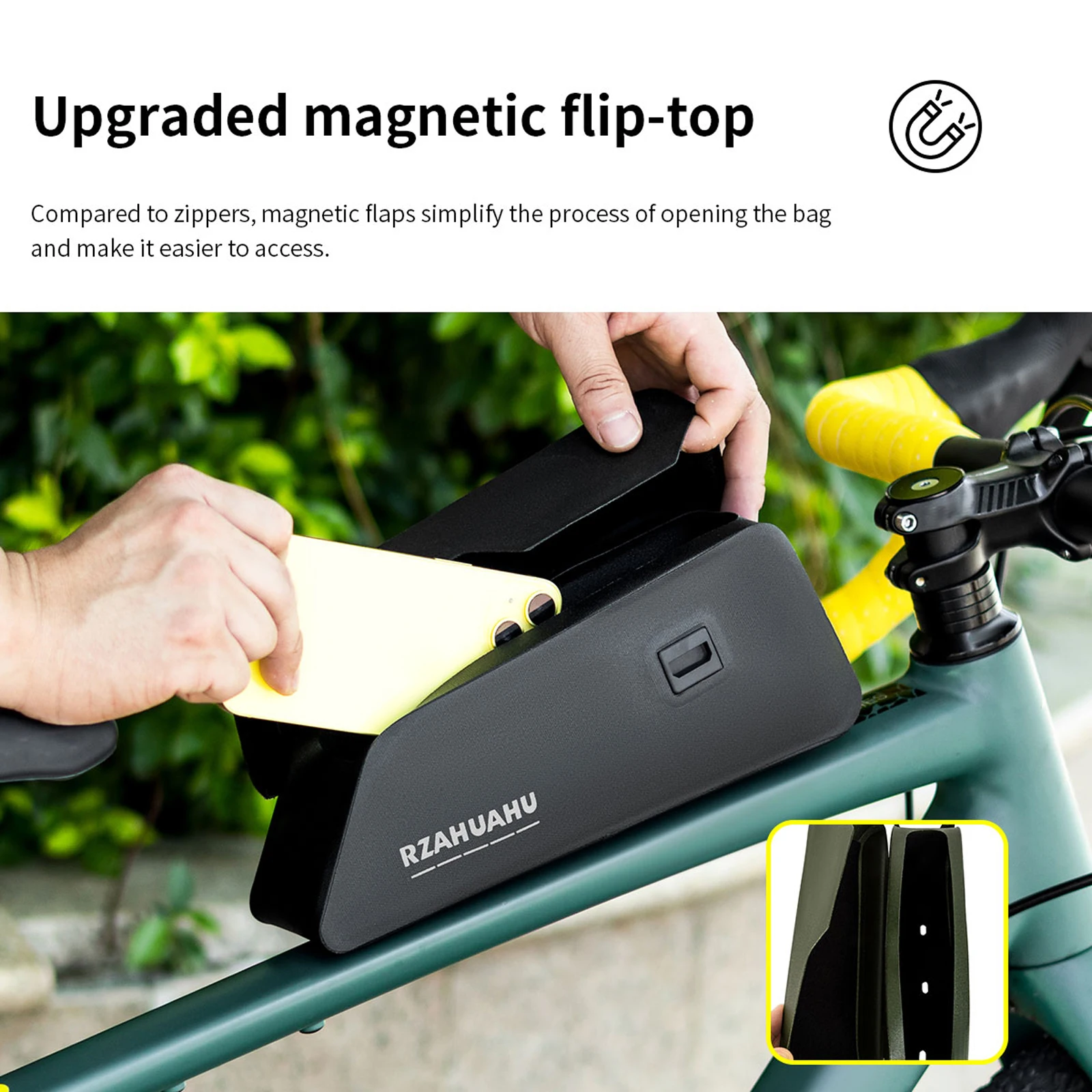 

Bicycle Magnetic Lid Top Tube Bag Waterproof Bicycle Front Frame Bag Cycling Pouch for MTB Road Bikes