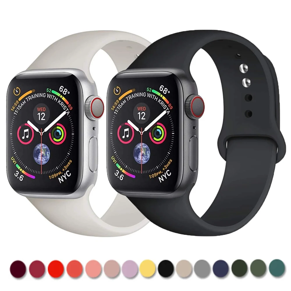 Silicone Strap For Apple Watch band 45mm 44mm 41mm 42mm 40mm 49mm 38mm correa bracelet iWatch series 9 8 5 4 3 8 6 SE 7 Ultra 2