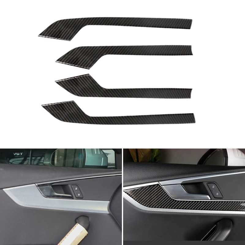 

For Audi A4 B9 A4L 2017 2018 Carbon Fiber Car Interior Door Handle Panel Cover Trim