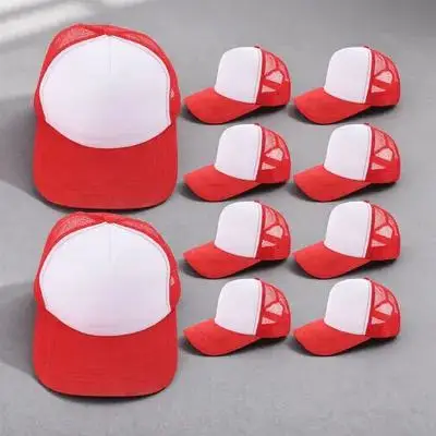 

10Pcs Blank Heat Transfer Hats DIY Sublimation Baseball Cap Mesh Brim Hat Custom Print Washable Reusable for Daily Outdoor