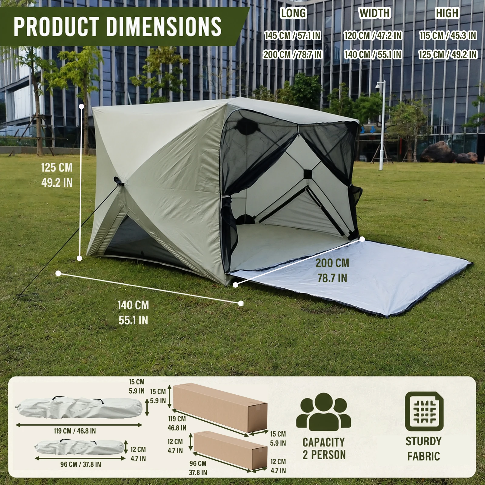 Pop Up Camping Tent, Instant Setup 2-4 Person Mesh Tent with Carry Bag for Outdoor Beach