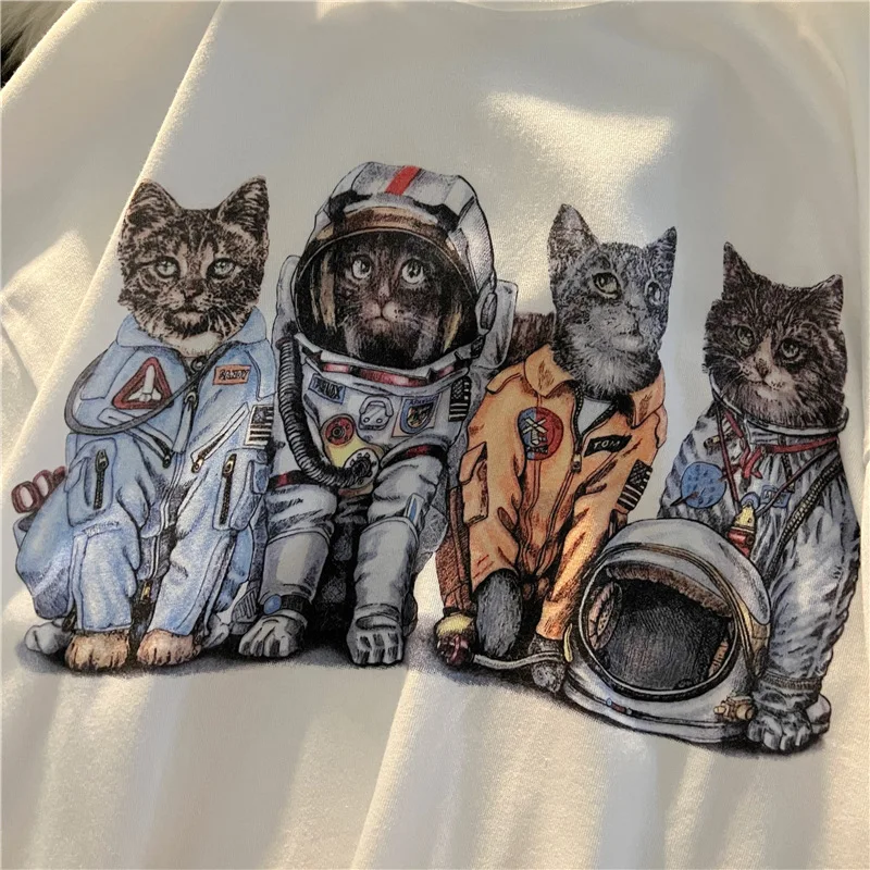 Estate Fashion Design Sense nicchia divertente Cartoon Cats t-shirt grafica per le donne Harajuku Casual Versatile a maniche corte Unisex