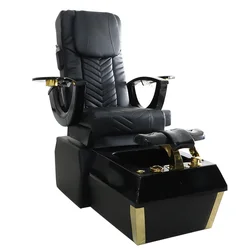 Silla de pedicura de masaje dorado de lujo, base acrílica, bomba de drenaje inversa eléctrica para salón de uñas, gran oferta