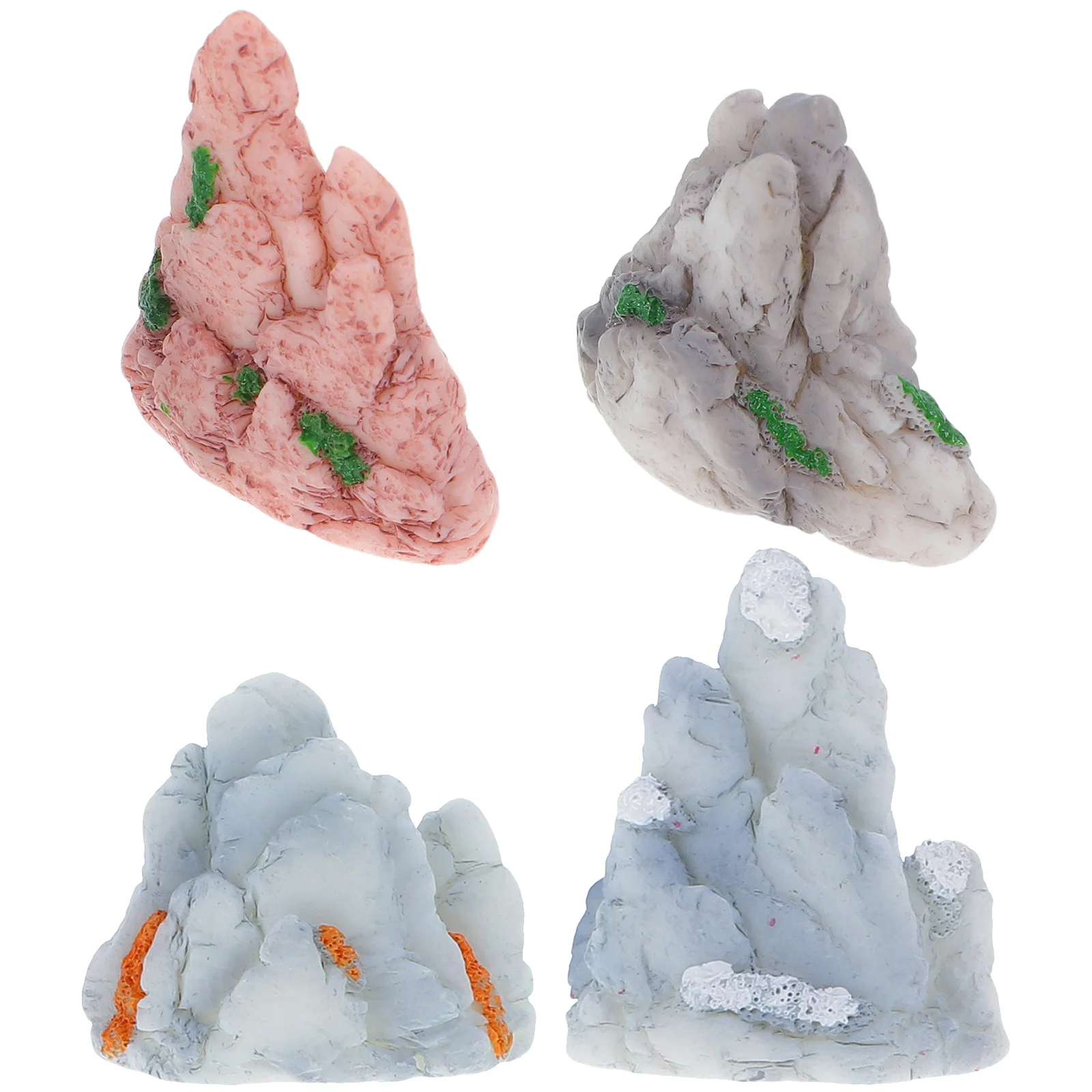 

4Pcs Miniature Bonsai Rockery Resin Statues DIY Garden Ornament Indoor Fish Tank Landscaping Decorative Artificial Mountain