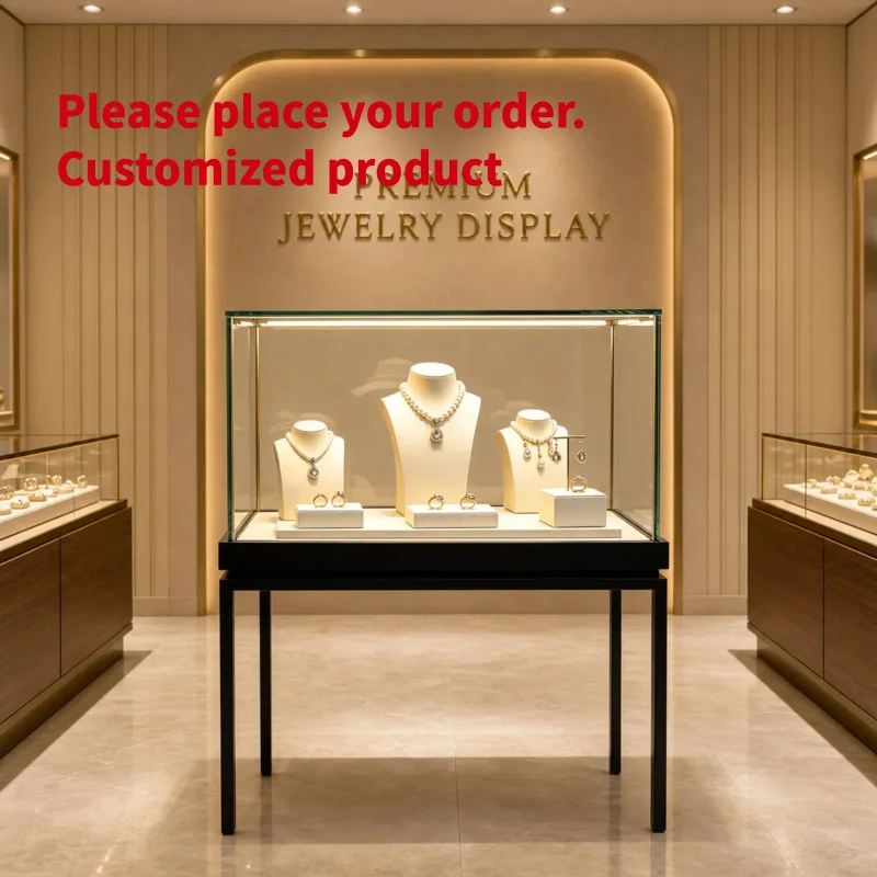 custom.Cabinet Matte Black Metal Frame Ultra-Transparent Glass 360 Unobstructed Display View Customizable Colors LED Eco-F