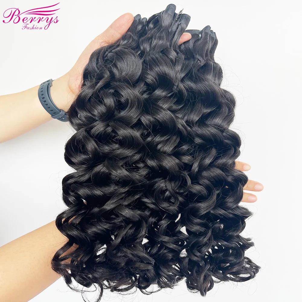 Water Wave Hair Curly Weave Extensions Wet Brazilian Natural Black Human Seamless Clip Ins 100% Unprocessed Raw Hair for girls