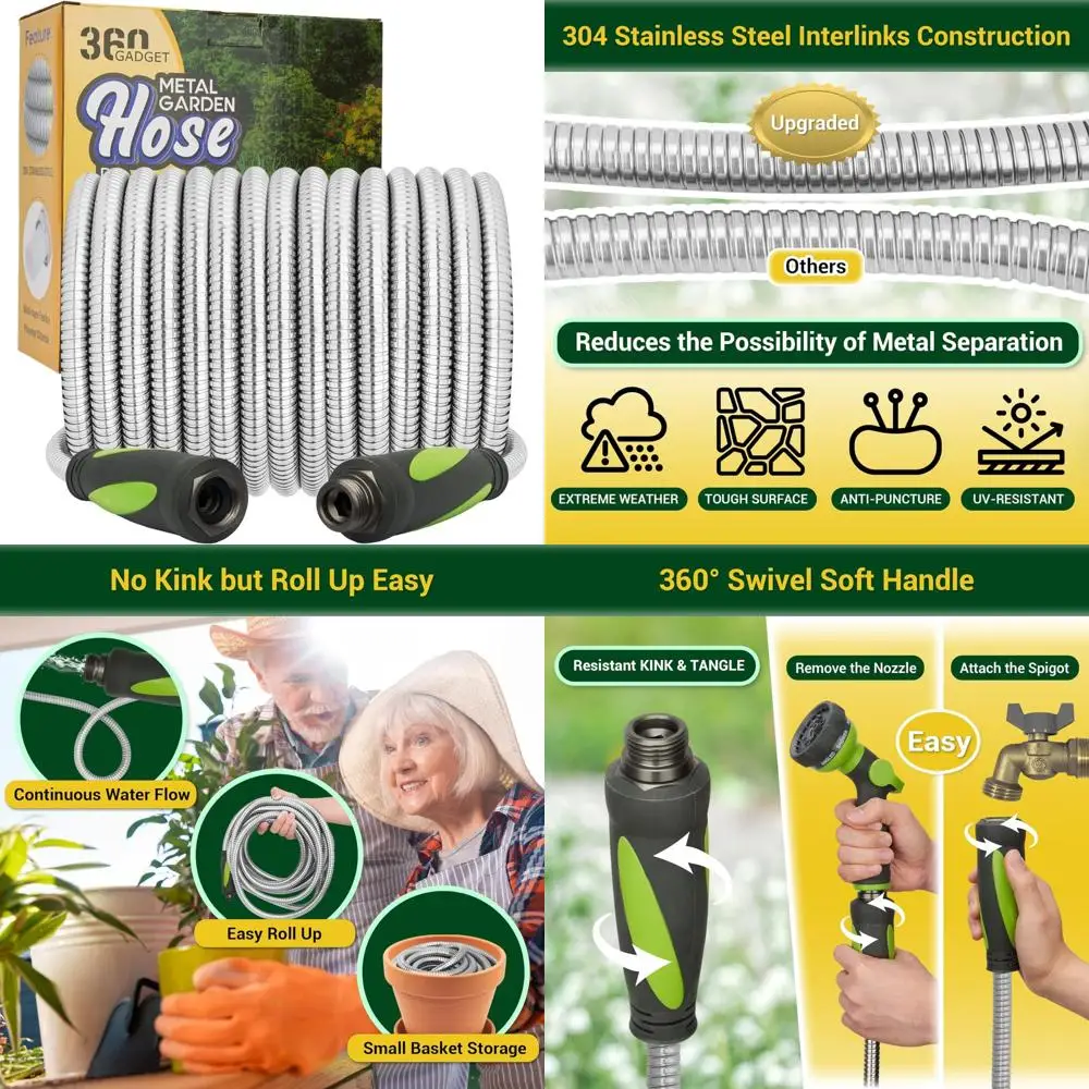 

Сверхмощный гибкий садовый шланг длиной 75 футов с поворотной ручкой, без ударов, легкий металл, для использования на открытом воздухе и во дворе, нержавеющая сталь 304