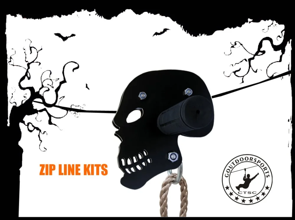 Zip Line with Seat and Brake to have a safe and cool time at your backyard enjoy great Halloween festival