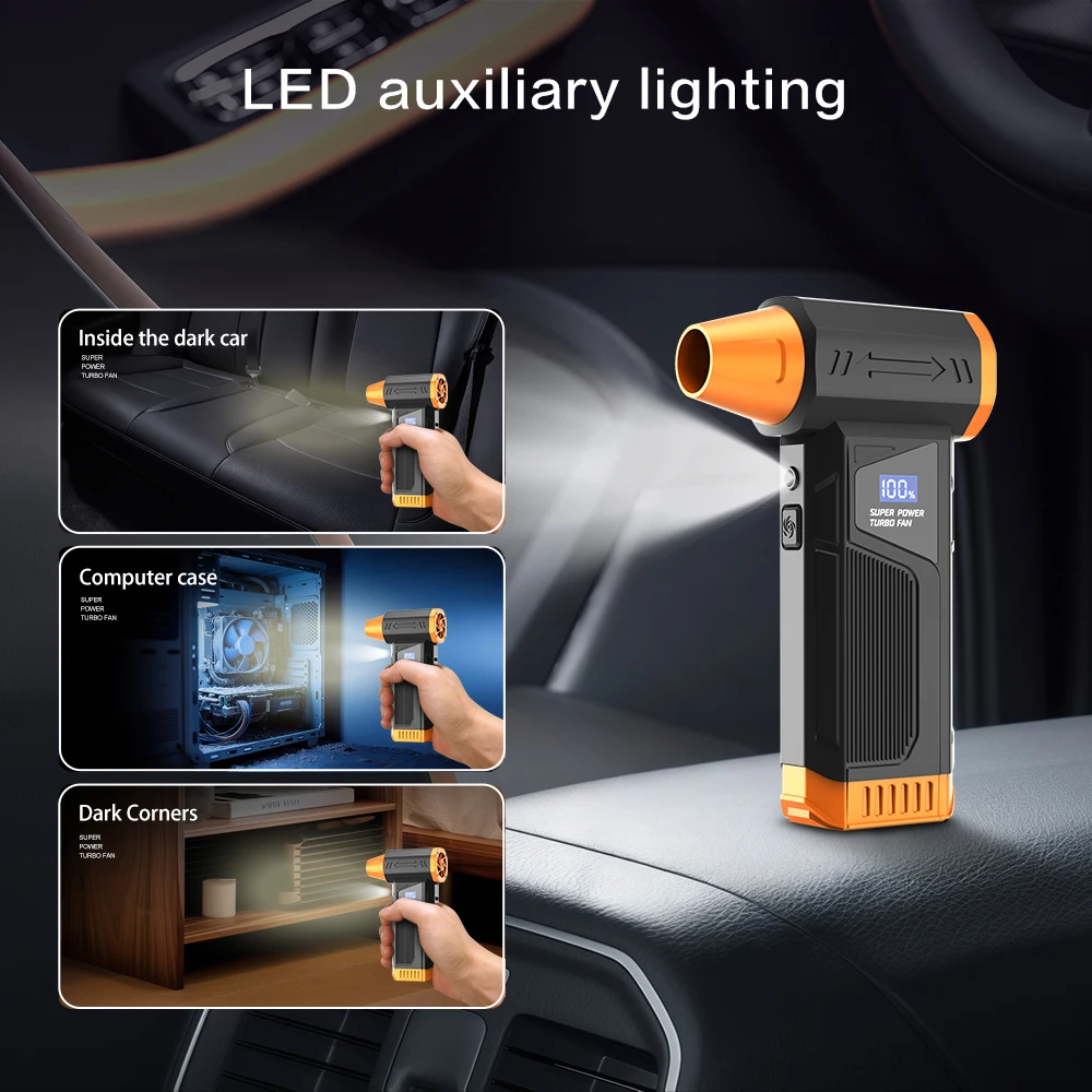 منفاخ مروحة توربو عالي السرعة 110,000 دورة في الدقيقة مكنسة كهربائية محمولة قوية مع لون جديد مثالية لإزالة الغبار