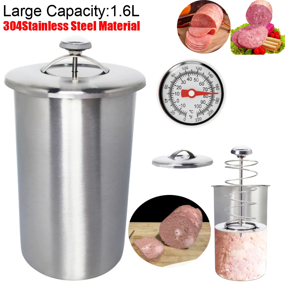 Ham Maker 304 Stainless Steel Meat Press Cooker with Thermometer, Heat Resistant Multipurpose Cooked Food Meat Press