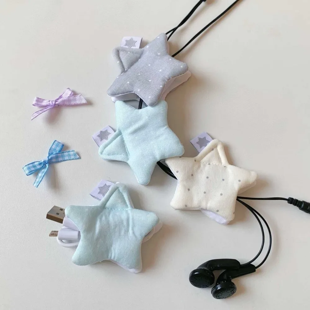 Polka Dot Data Cable Organizer Y2K Star Earphone Storage Bag Cute Korean Japan Style Earphone Decoration Accessories