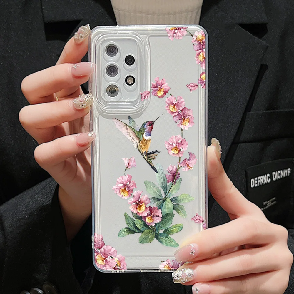 Flower Clear Case For Samsung S24 Ultra S23 S22 S21 S20 FE S10 Plus A55 A54 5G A53 A52S 5G A33 A13 A34 A35 Soft Silicone Cover