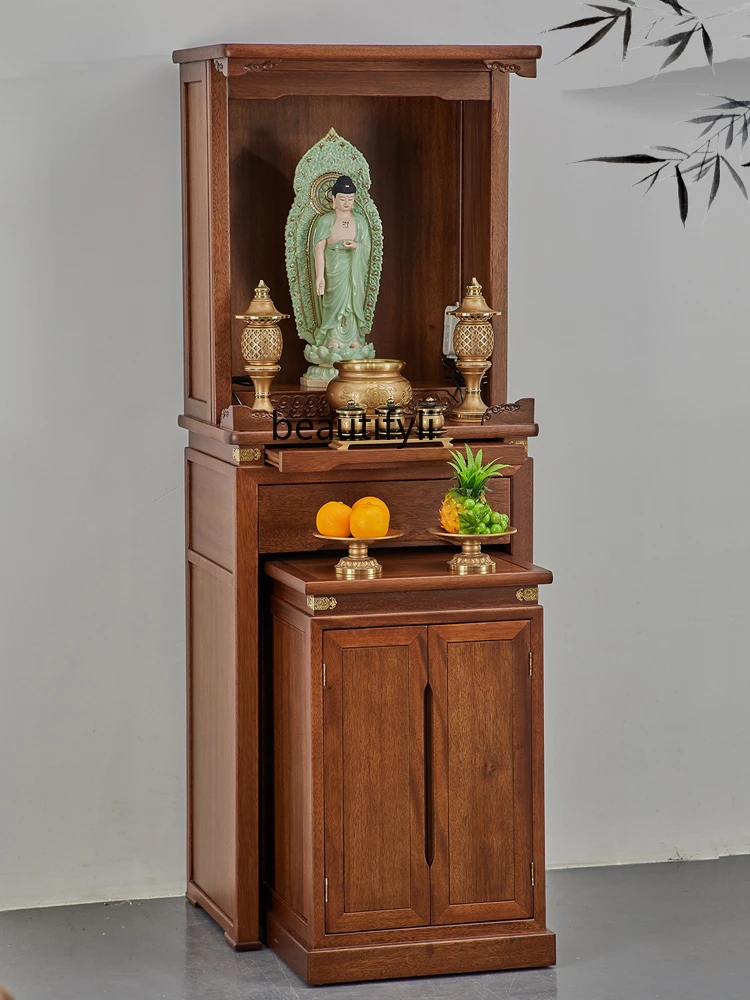 God of Wealth Cabinet Avalokitesvara Buddha Shrine Household Incense Burner Table New Chinese Style Simple Home