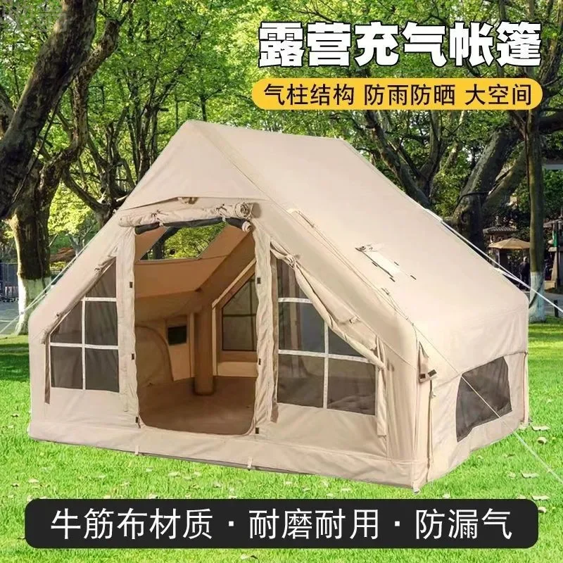 Automatic outdoor inflatable tent, Oxford cloth camping, rainproof polyester and cotton thickened, portable