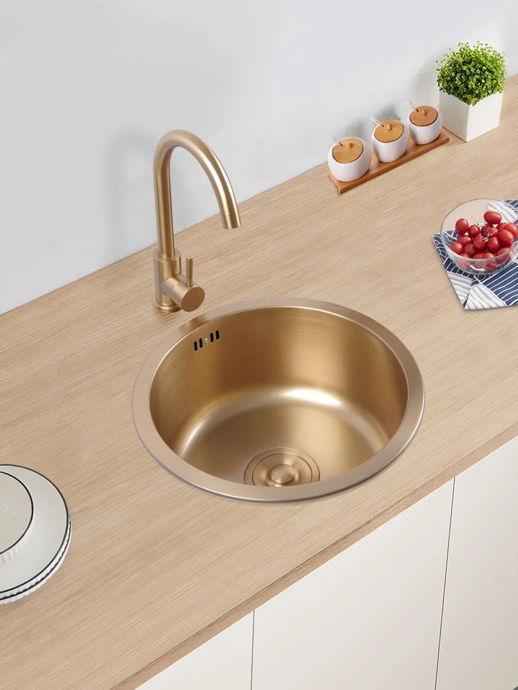 

Small golden sink single sink kitchen balcony small wash basin