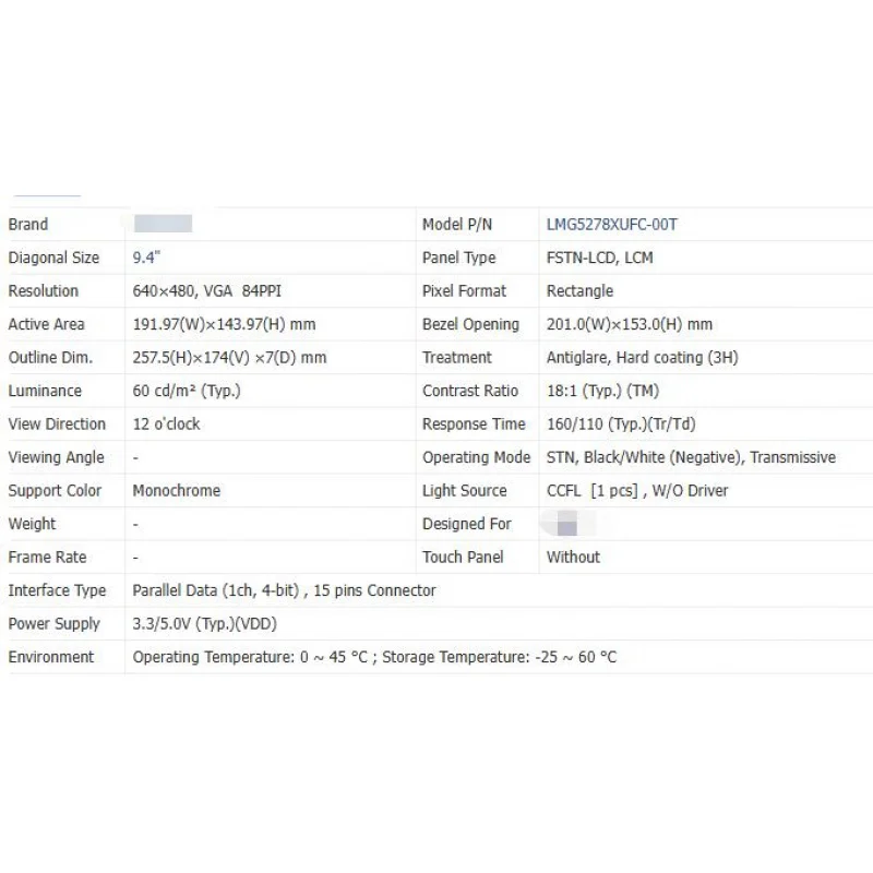 LMG5278XUFC-00T Layar LCD 9,4 Inci Asli Baru