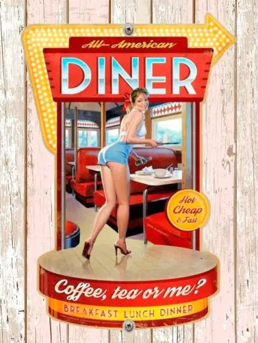 All American Diner, Retro replica vintage style metal sign Gift Garage-Aluminum