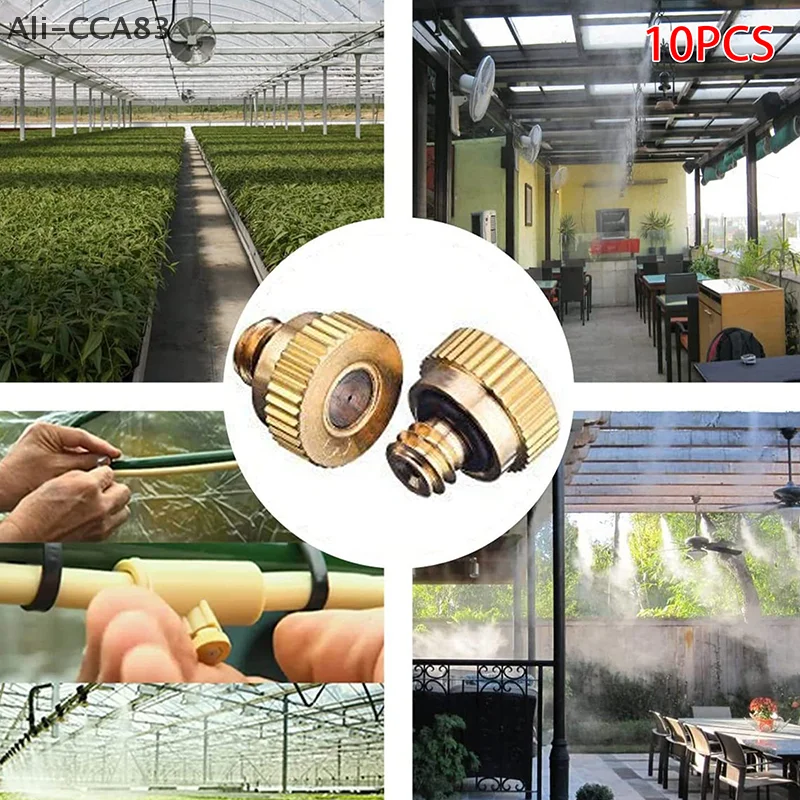 

10PCS Threaded Brass Misting Nozzle 0.2/0.3mm Orifice Water Mister Parts Fog Nozzle For Patio Misting System Outdoor Cooling