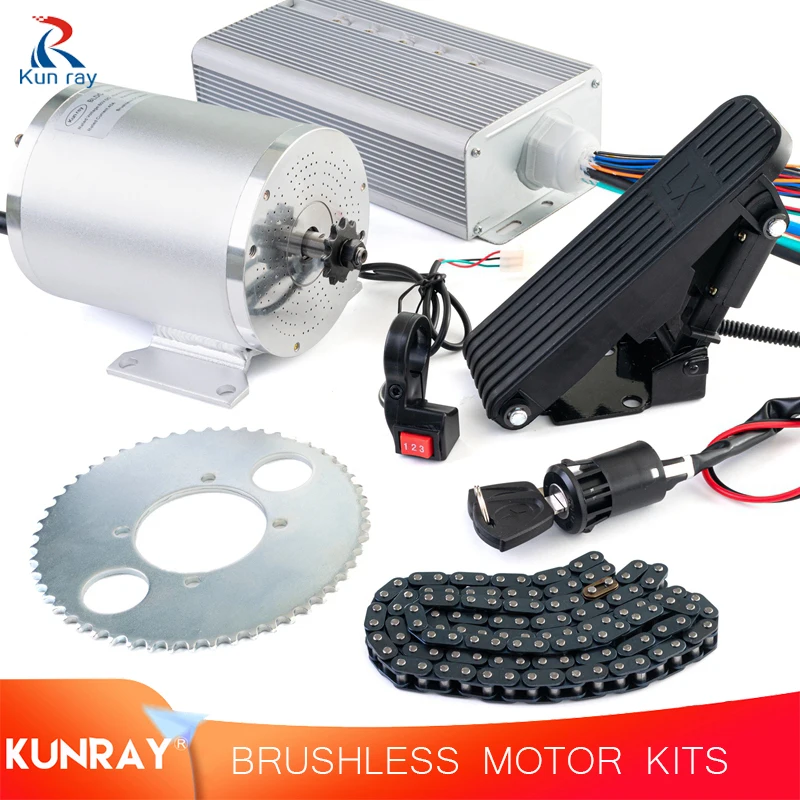 Kunray rower elektryczny bezszczotkowy silnik z zestawami do konwersji kontrolera 36V 1000w z pedałem do skuterów gokartów silnik 3000w 72v