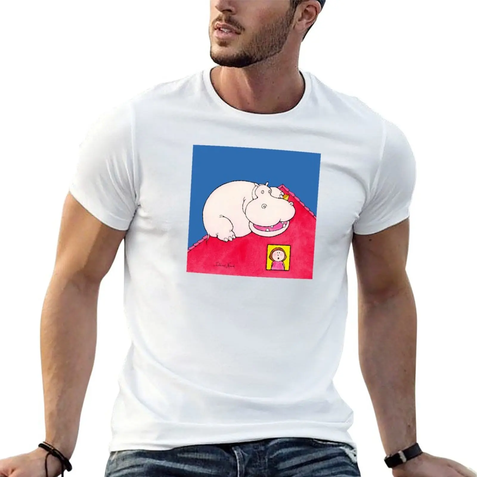 Hippopotamus on Our Roof T-Shirt t shirts for man cotton t shirts with prints man t shirt cotton high quality T-shirt