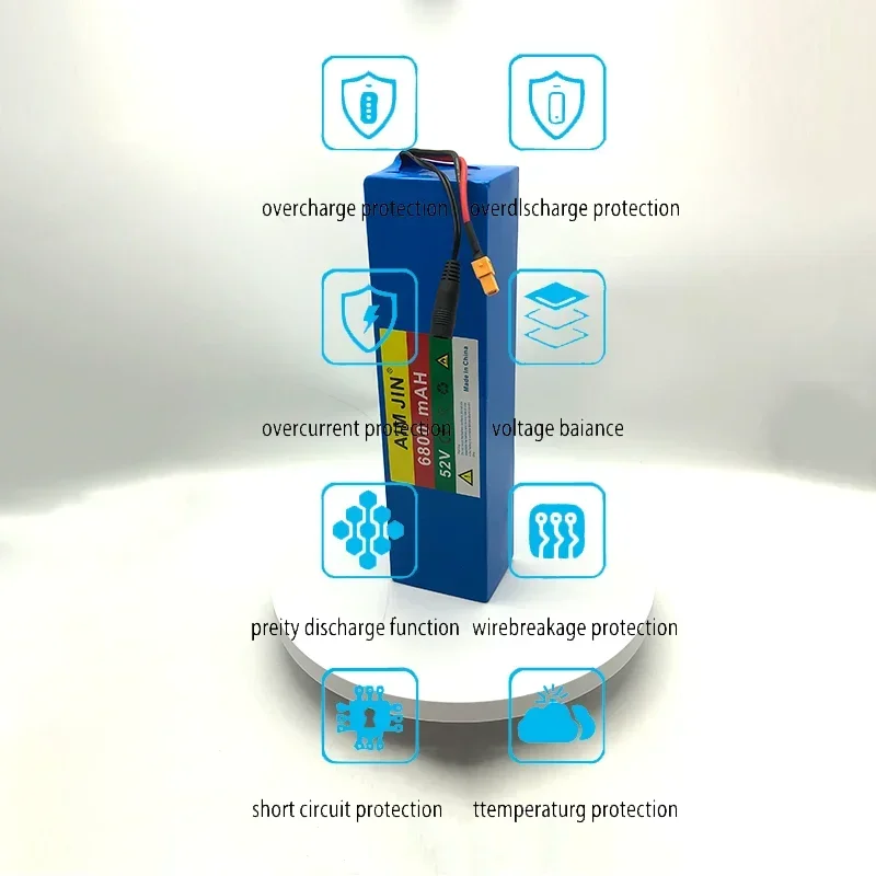 Batería de iones de litio de 52V, 6800mAh, 18650, 14S2P, para bicicleta, Scooter, motocicleta, batería de repuesto con BMS, enchufes múltiples para elegir