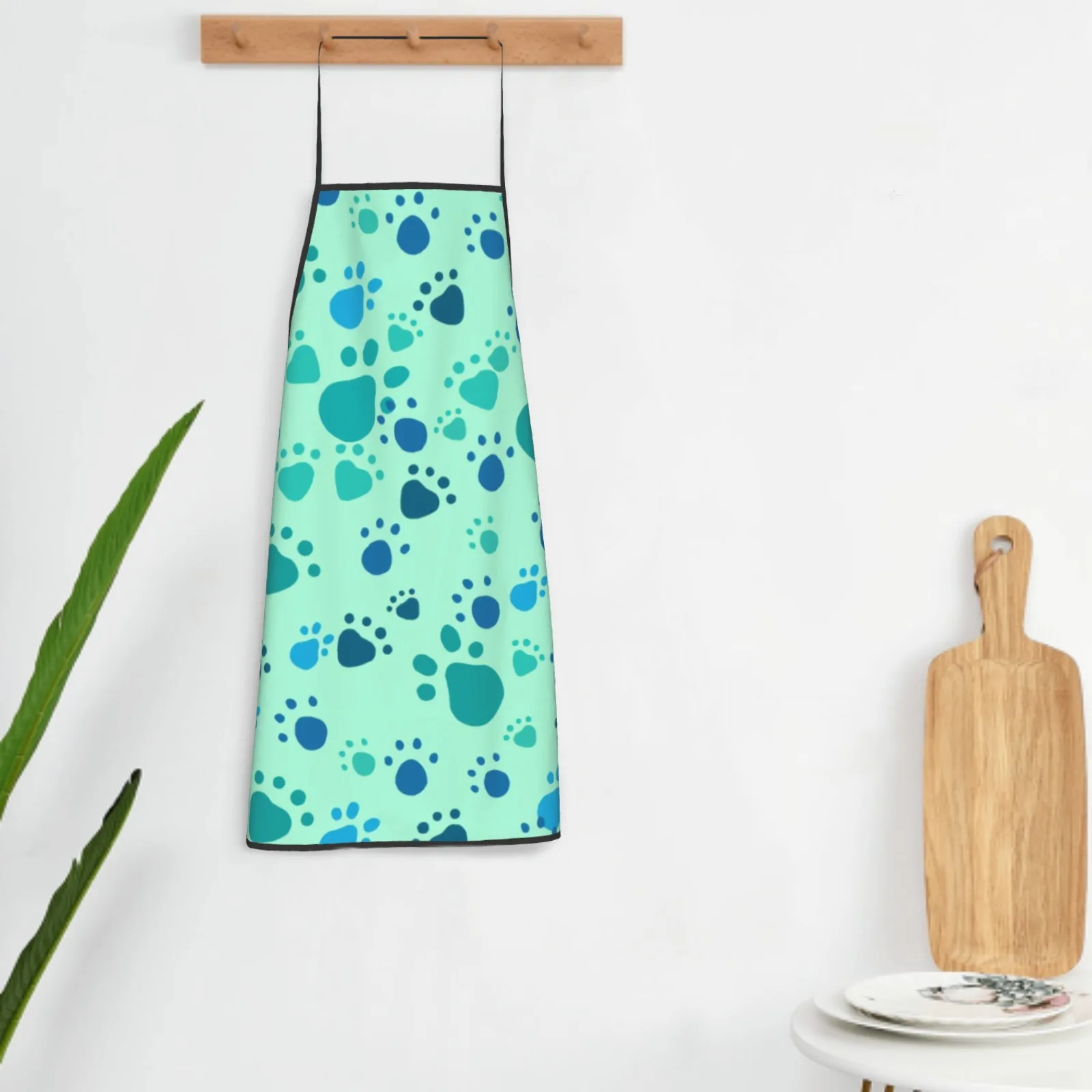 Colorful Polyester locking hem Apron Home Cooking Baking Kitchen Cat Paw Apron Paws Dog Paw Greener Footprint Footprints