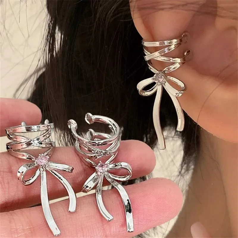 1Pcs Butterfly Ear Cuff Earrings For Women Girls Bowknot No Piercing Clips Earring Fake Piercing Ballet Clip On Jewelry e711