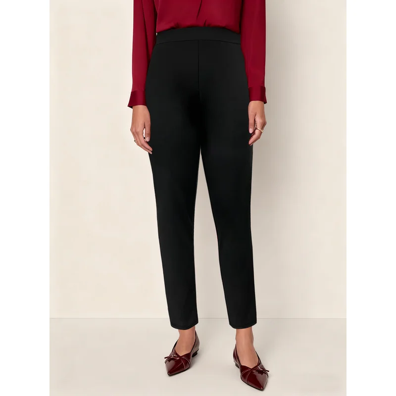 2025, moderne Slim-Fit-Hose für Damen, elastische Taille, bequem, schlankmachend, einfarbig, schwarz, Büro-Party-Hose