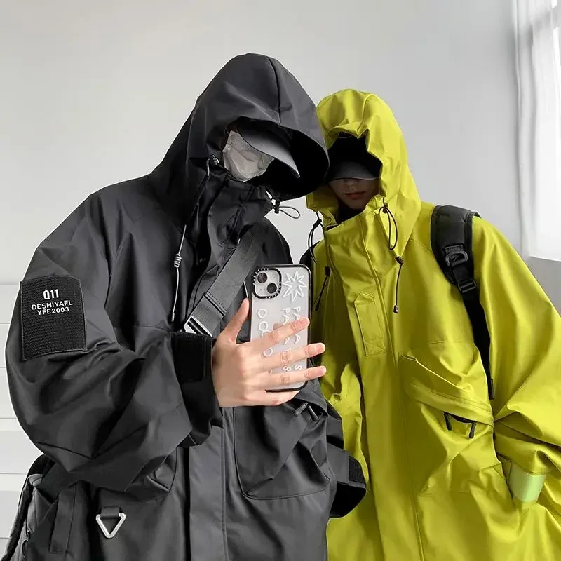 Luxury Zipper Sweatshirt Cargo Jackets Spring Autumn Hooded Windbreaker Windproof Waterproof Multi Pockets Outdoor Coats Tops