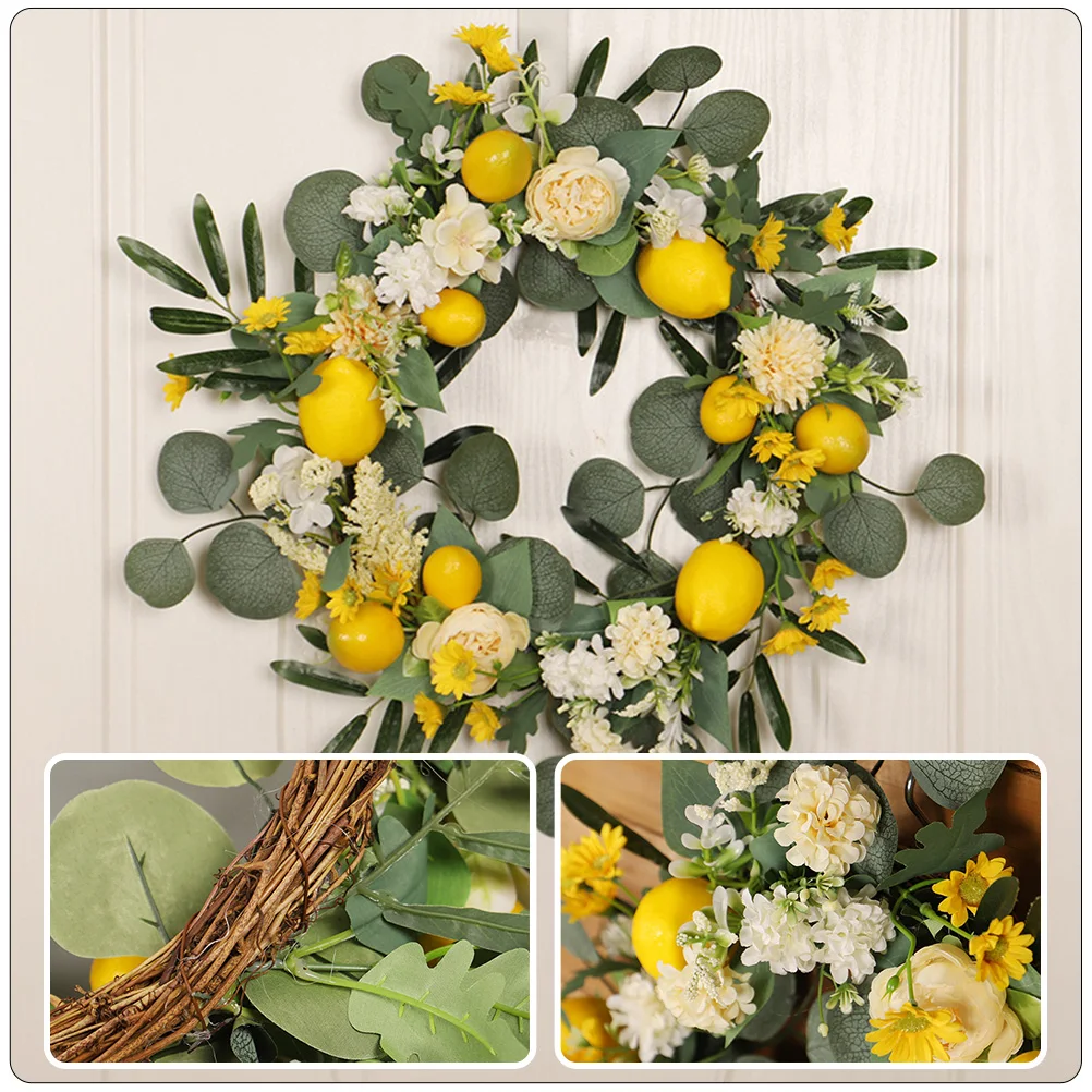 

Fake Lemons Simulated Flower Wreath Garland Artificial Door Wreaths True Hanging Decor