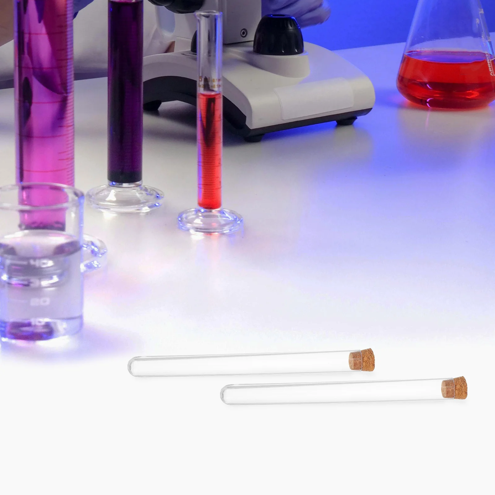 

50pcs Plastic Test Tube 13Ml Clear Lab Tube Container Leakproof Tall Vial Cork Stoppers Science Experiment Liquid Storage Seeds